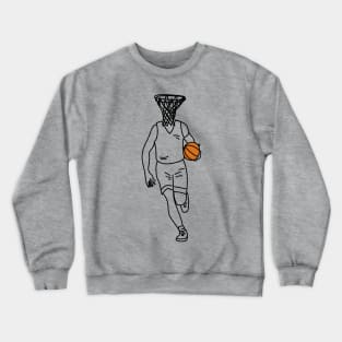 Basket Head, basketball player drawing with a hoop for a head! Crewneck Sweatshirt